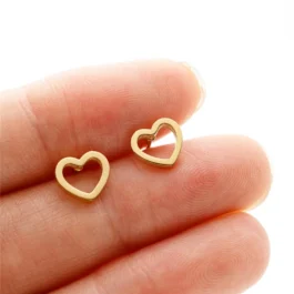 Brincos Coração Dourado 2024 Coreano