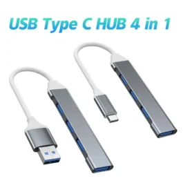 Mini Hub USB Type C 4 Portas UltraSlim SuperSpeed Alumínio