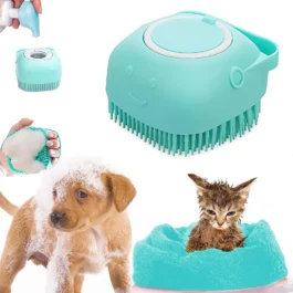 Escova de Banho para Pets com Dispensador de Shampoo