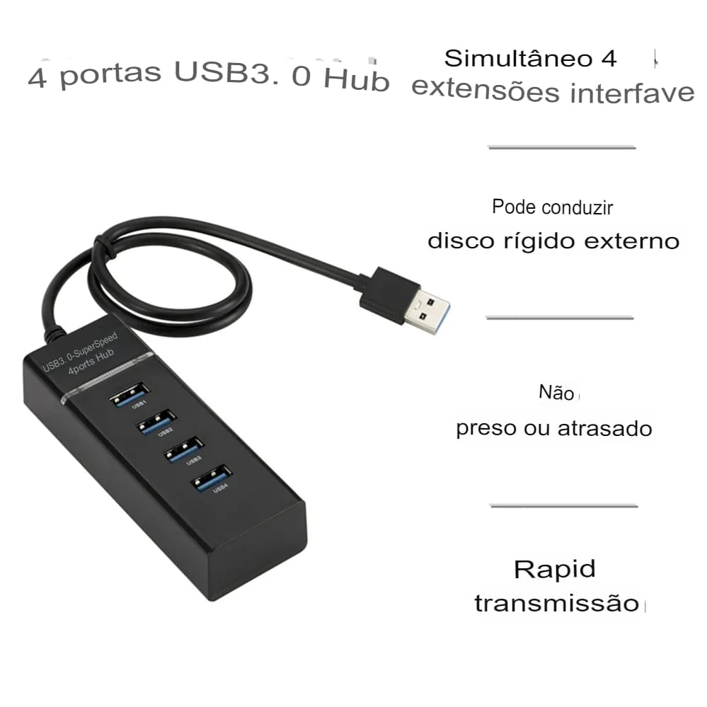 Hub USB 3.0 de 4 Portas com LED - Imagem 5