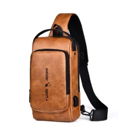 Bolsa Masculina Antifurto PU Impermeável Estilo Coreano
