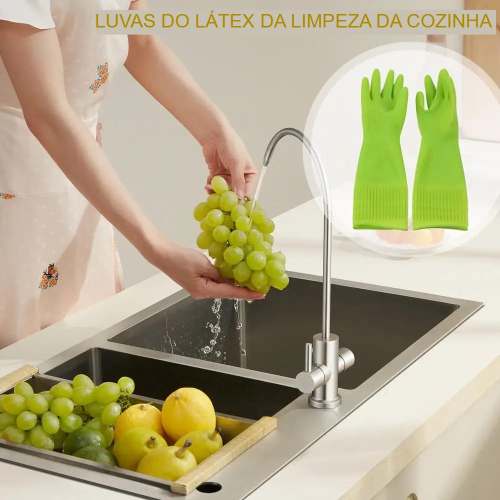 Luva de Limpeza Reutilizável à Prova D'Água de Látex para Cozinha - Imagem 10