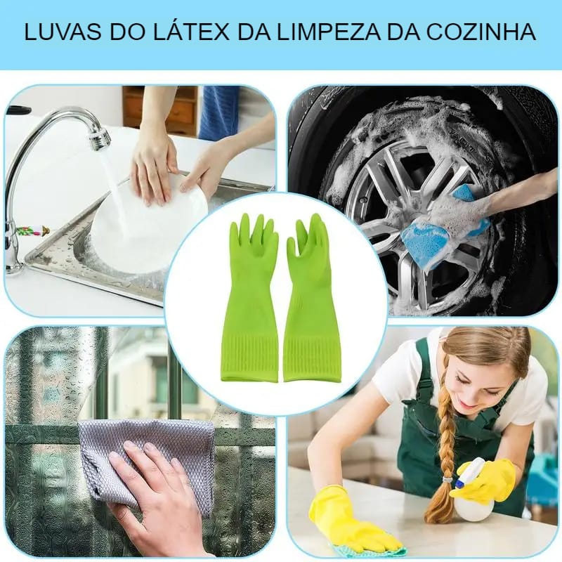Luva de Limpeza Reutilizável à Prova D'Água de Látex para Cozinha - Imagem 11