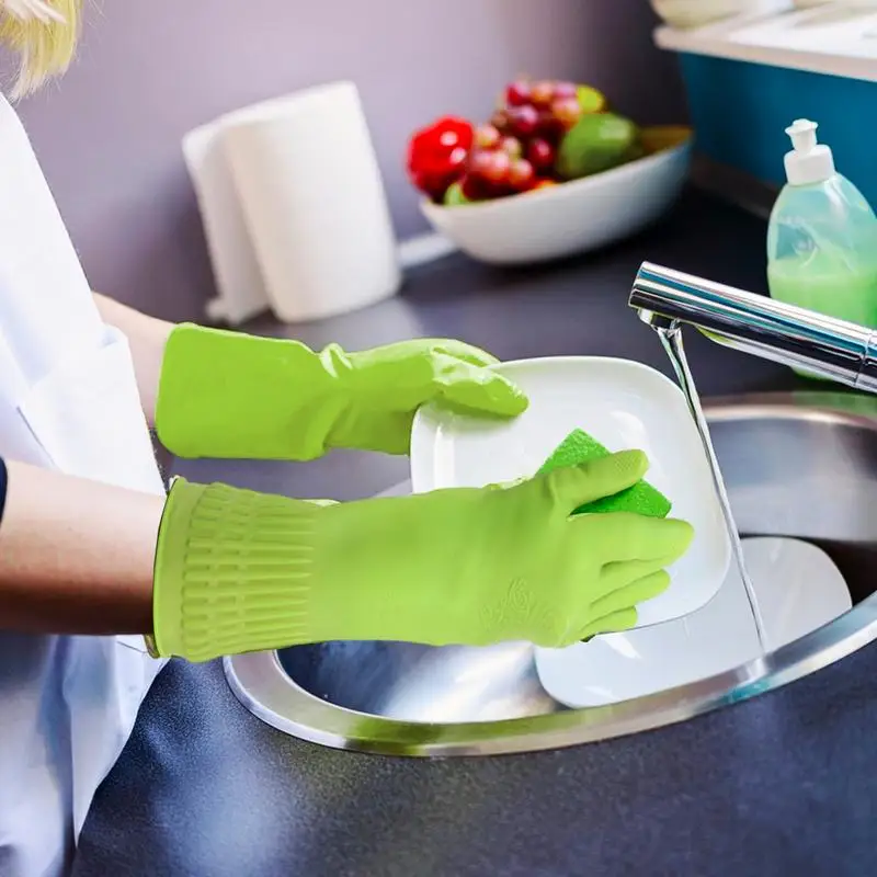 Luva de Limpeza Reutilizável à Prova D'Água de Látex para Cozinha - Imagem 3