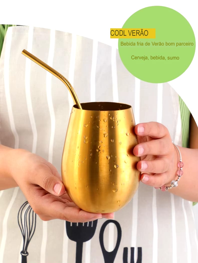 Copo de Aço Inox 500ml Ouro Rosé para Bebidas e Cocktails - Imagem 15