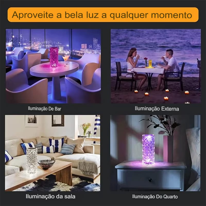 Luminária de Mesa LED Cristal com 16 Cores e Controle Touch - Imagem 24