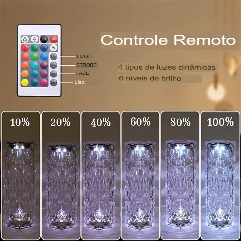 Luminária de Mesa LED Cristal com 16 Cores e Controle Touch - Imagem 23