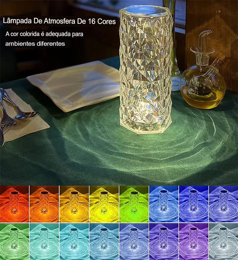 Luminária de Mesa LED Cristal com 16 Cores e Controle Touch - Imagem 22