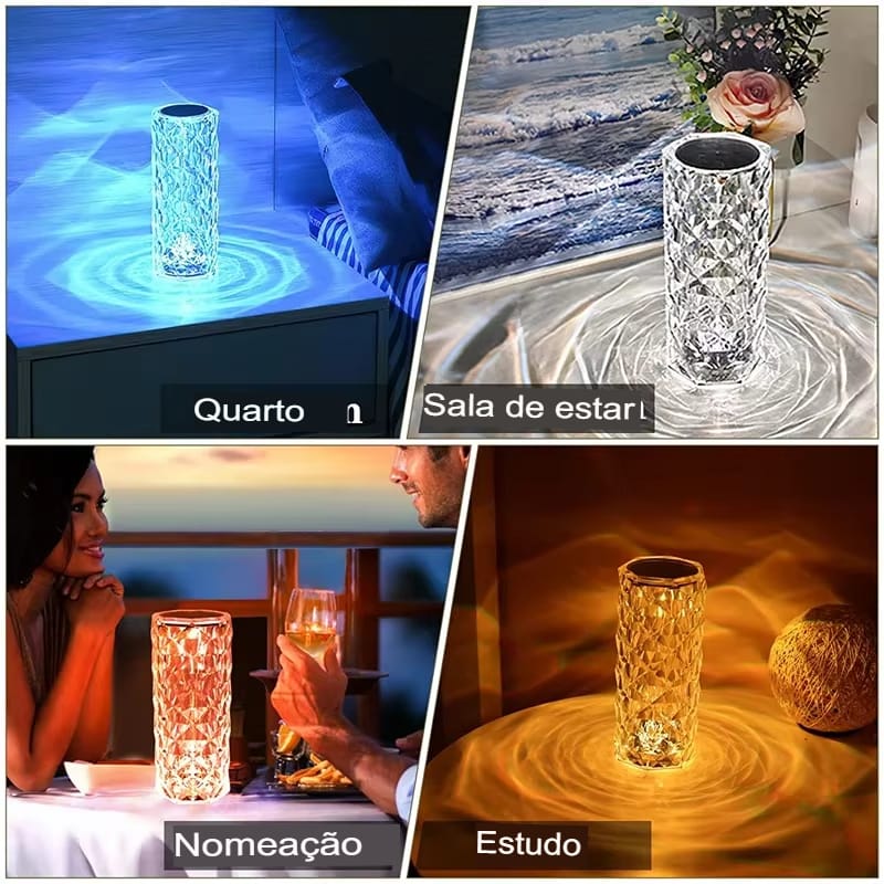 Luminária de Mesa LED Cristal com 16 Cores e Controle Touch - Imagem 20