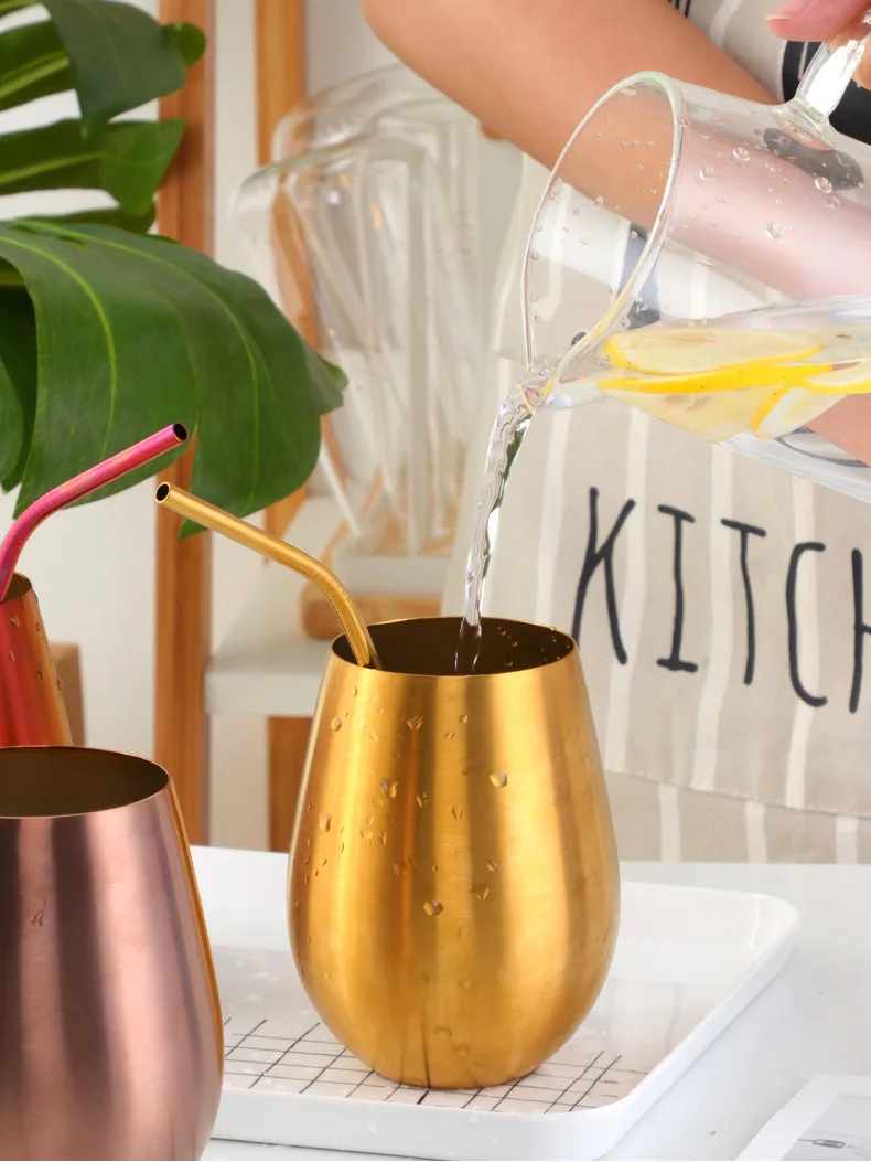 Copo de Aço Inox 500ml Ouro Rosé para Bebidas e Cocktails - Imagem 9