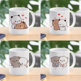 Caneca Kawaii: Panda & Gato para Casais, Ideal para Café e Presente