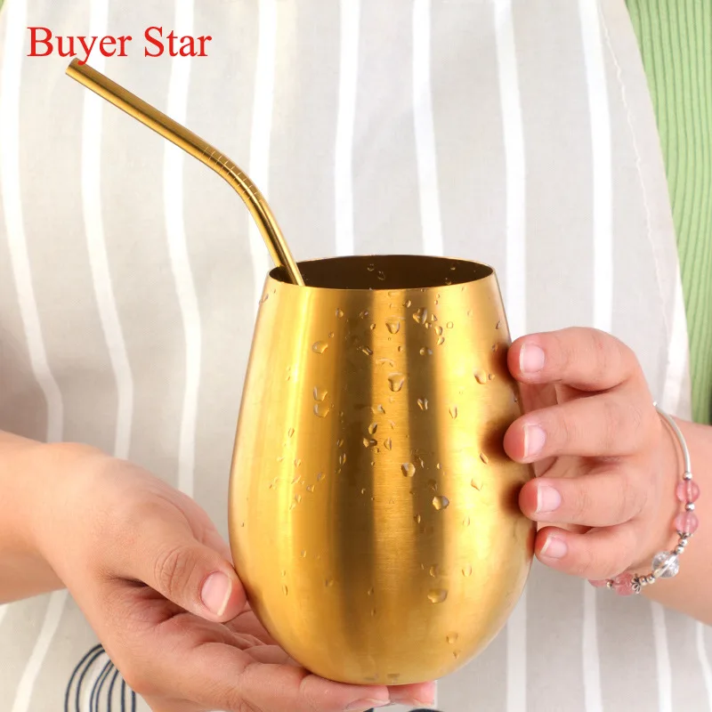 Copo de Aço Inox 500ml Ouro Rosé para Bebidas e Cocktails