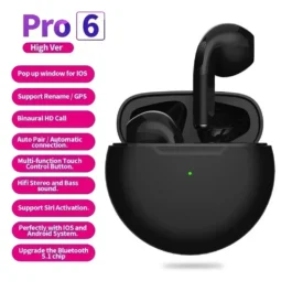 Fone Bluetooth Esportivo NEW Pro 6 TWS com Microfone e Cancelamento de Ruído