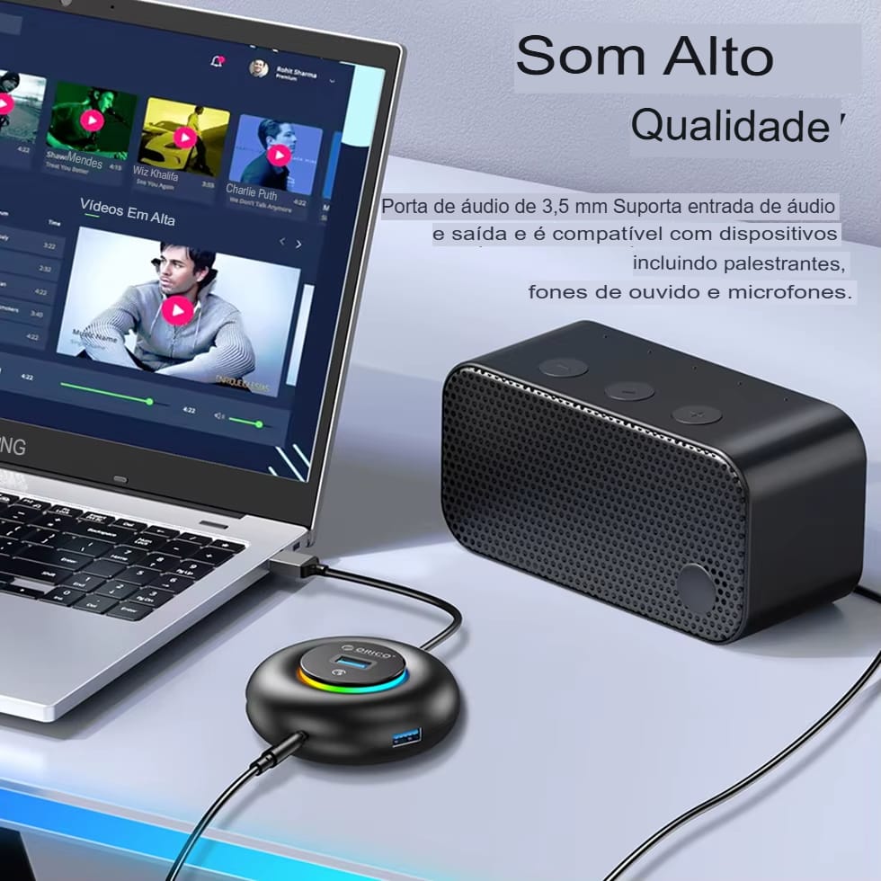 Hub Orico RGB Type C com Portas USB 3.0 e Leitor de Cartão SD - Imagem 21