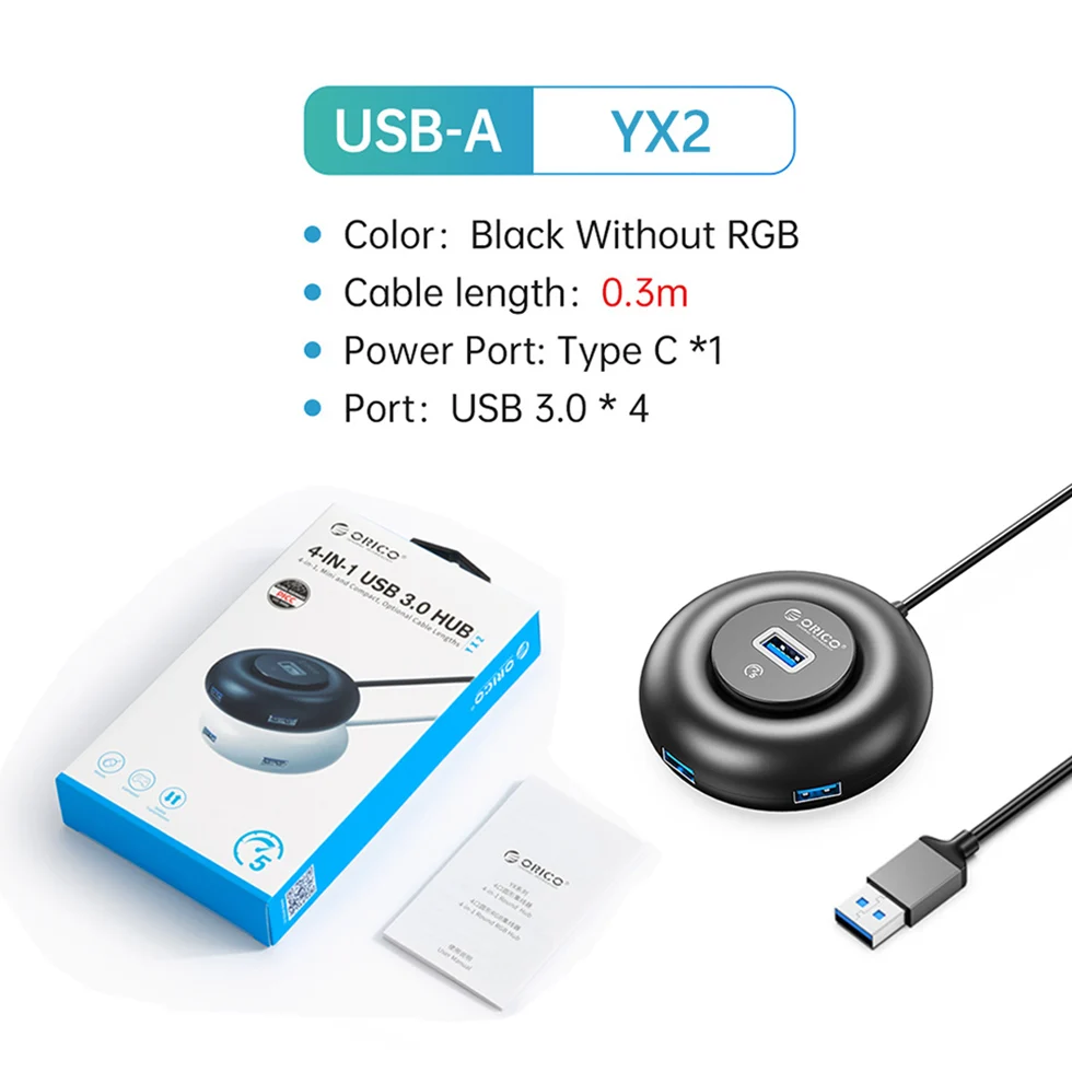 Hub Orico RGB Type C com Portas USB 3.0 e Leitor de Cartão SD - Imagem 13