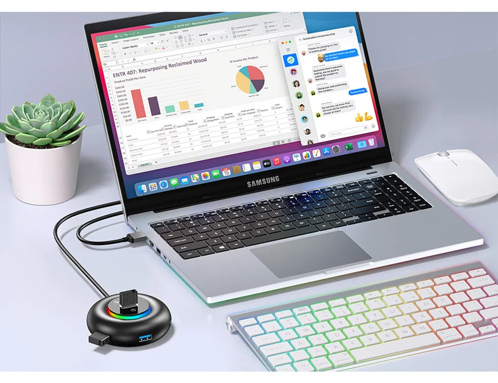 Hub Orico RGB Type C com Portas USB 3.0 e Leitor de Cartão SD - Imagem 14