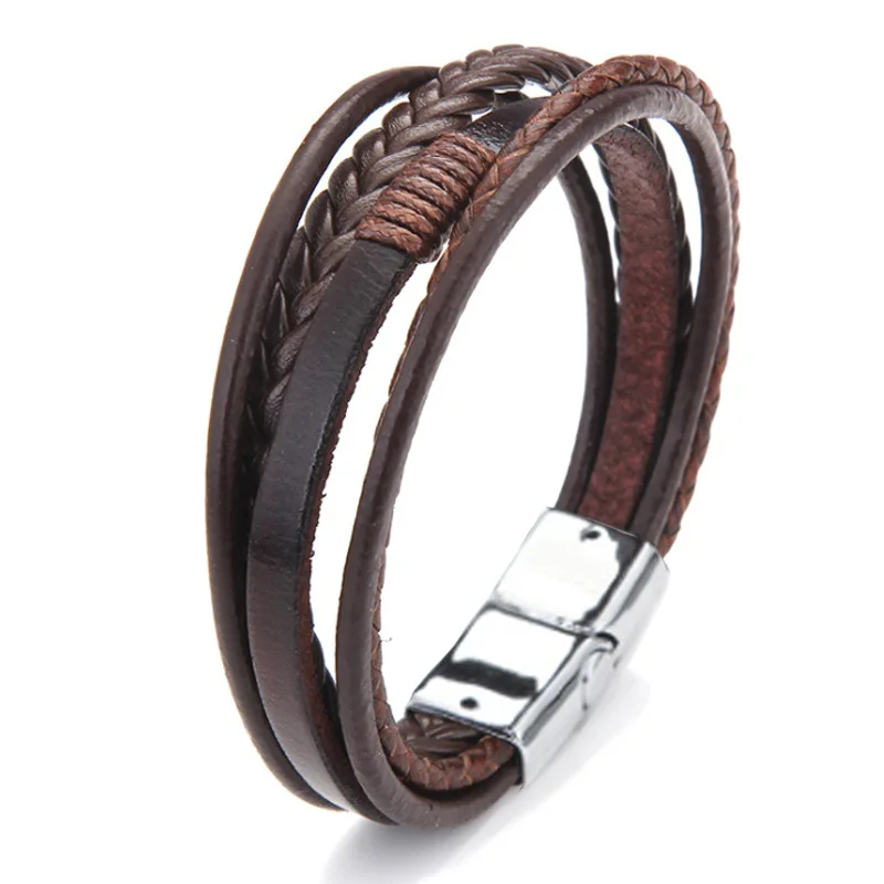 Pulseira Masculina de Couro com Fecho Magnético Elegante - Imagem 6