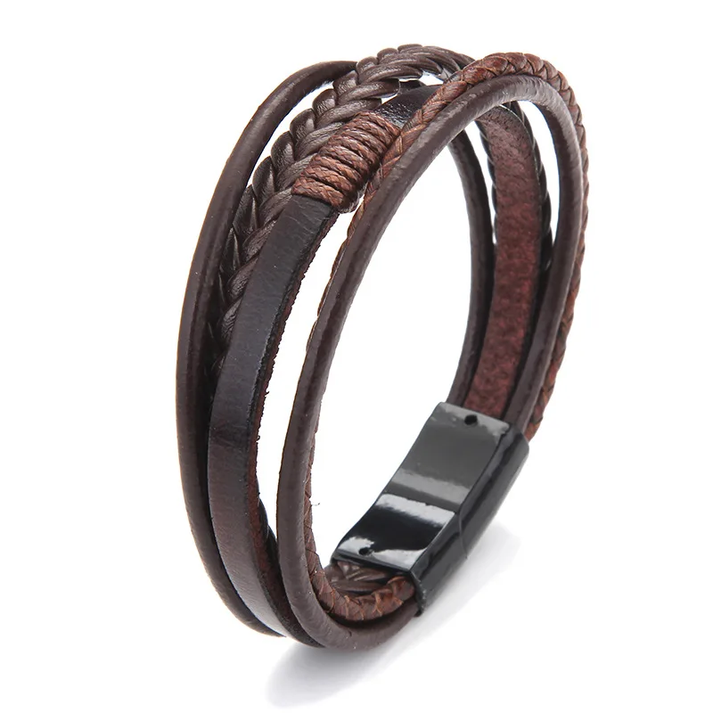 Pulseira Masculina de Couro com Fecho Magnético Elegante - Imagem 8