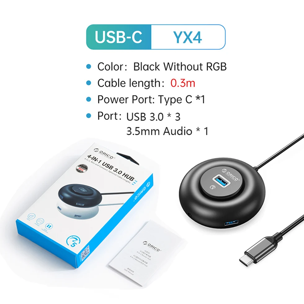 Hub Orico RGB Type C com Portas USB 3.0 e Leitor de Cartão SD - Imagem 3
