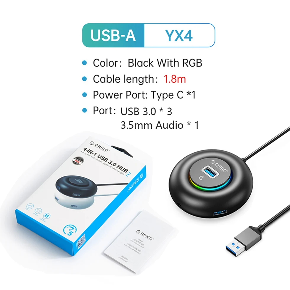 Hub Orico RGB Type C com Portas USB 3.0 e Leitor de Cartão SD - Imagem 6