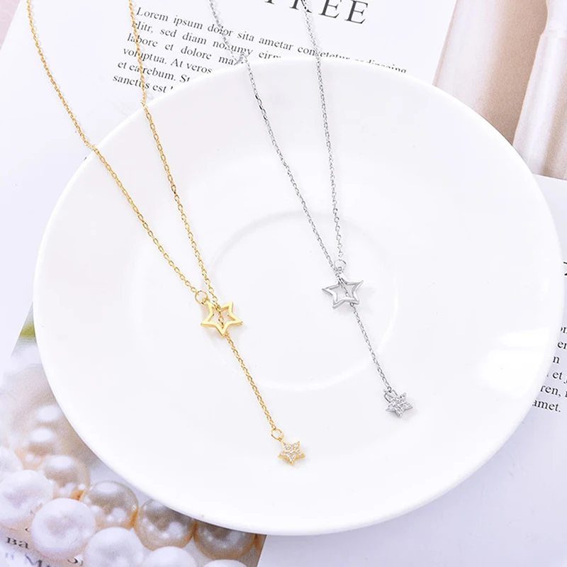 Colar Elegante em Liga de Zinco com Estrela e Pingente para Mulheres - Imagem 3