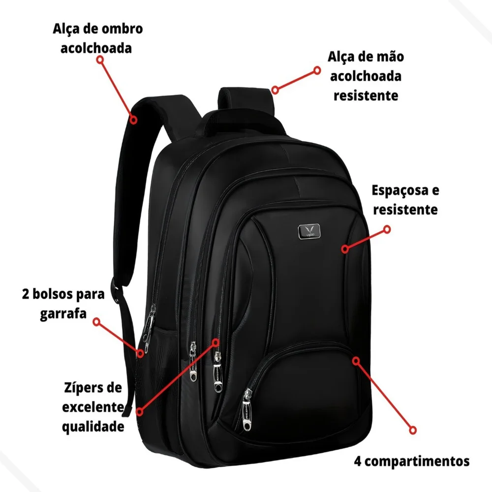 Mochila Executiva Notebook 17" Reforçada: Conforto e Espaço para Trabalho e Viagens - Imagem 2